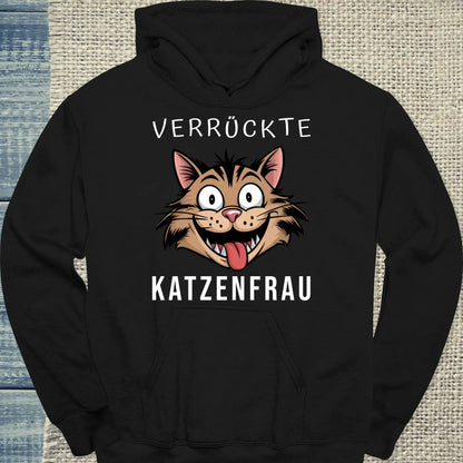 Hoodie - Verrückte Katzenfrau - Unisex - Kaffee, Cat Lady Schwarz