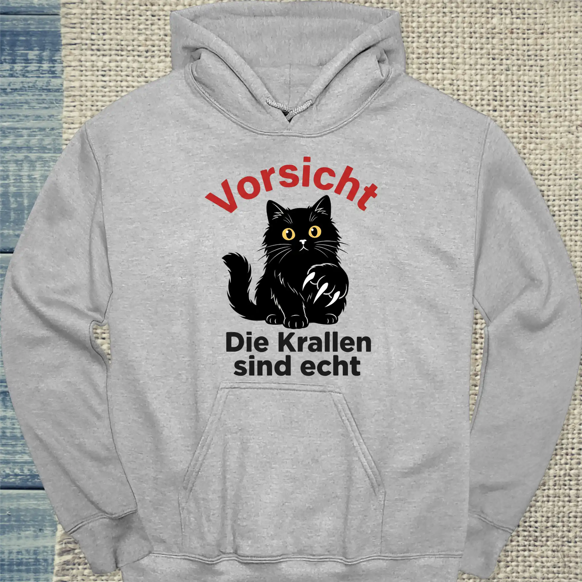 Hoodie - Vorsicht. Die Krallen sind echt. - Unisex - Katze Grau