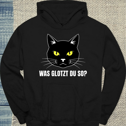 Hoodie - Was glotzt du so? - Unisex - Katze Schwarz