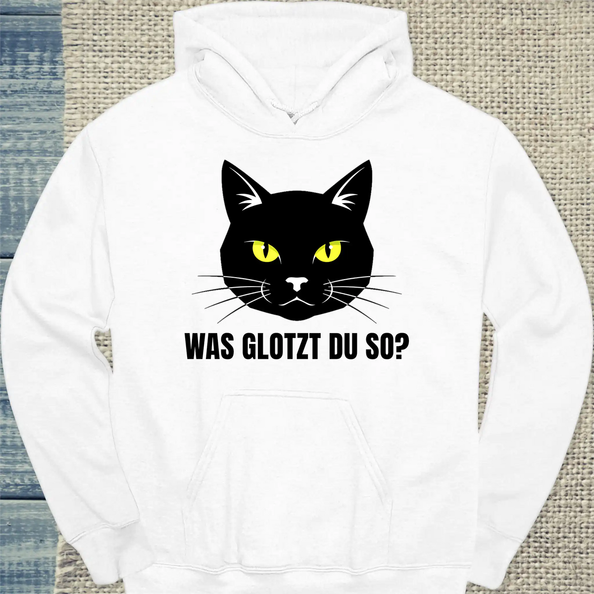 Hoodie - Was glotzt du so? - Unisex - Katze Weiß