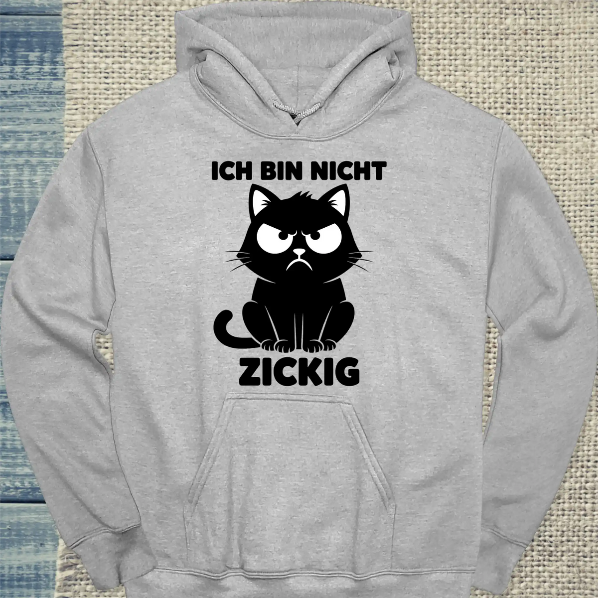 Hoodie - Zickig - Unisex - Katze Grau