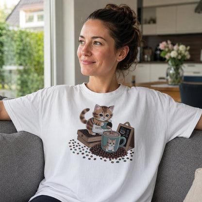 Katze schenkt Kaffee aus - T-Shirt