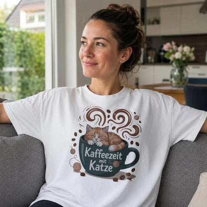 Kaffeezeit mit Katze - T-Shirt