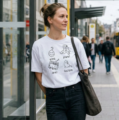 eins zwei drei katze zzz - T-Shirt