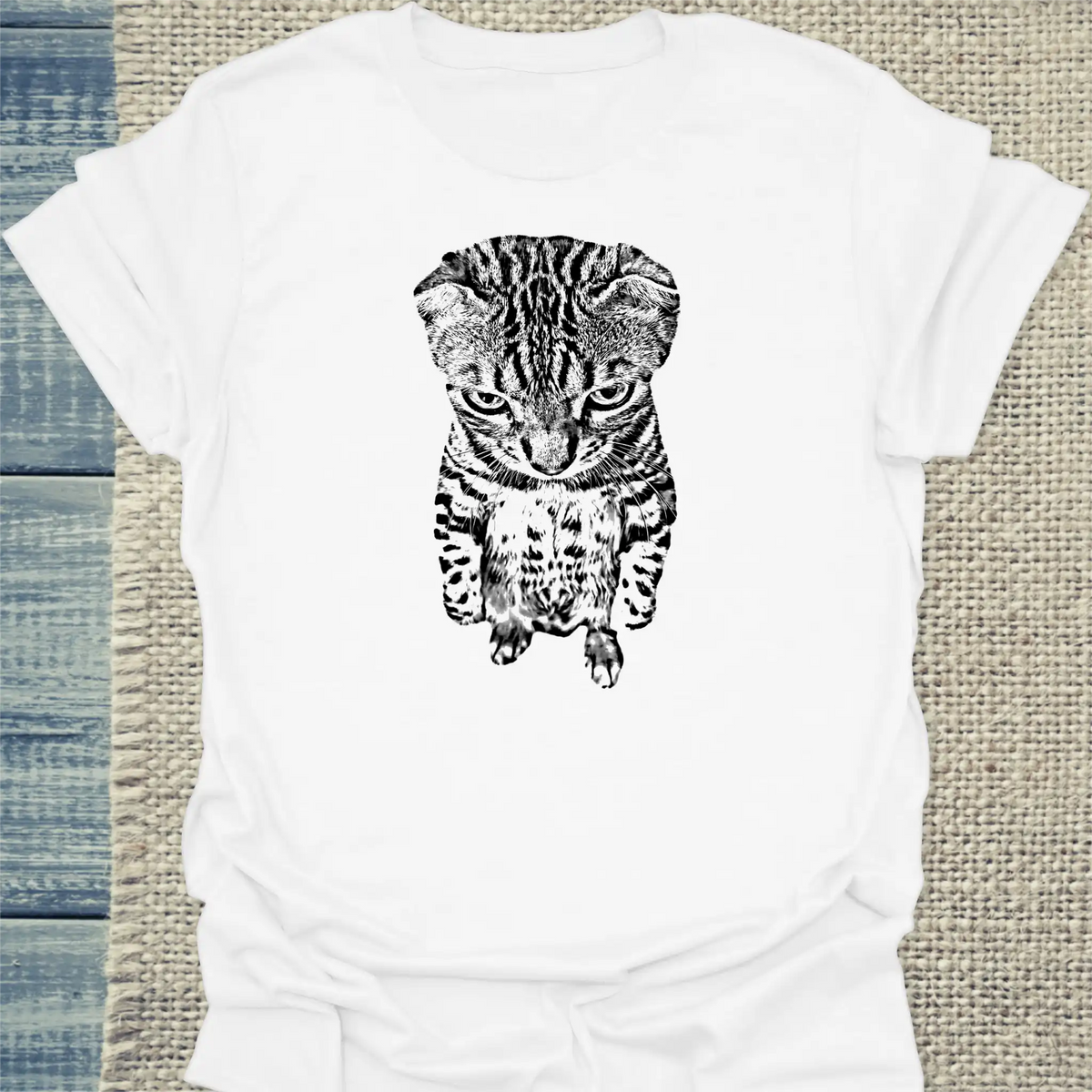 T-Shirt - Bengal Black and White - Unisex - Katze Weiß