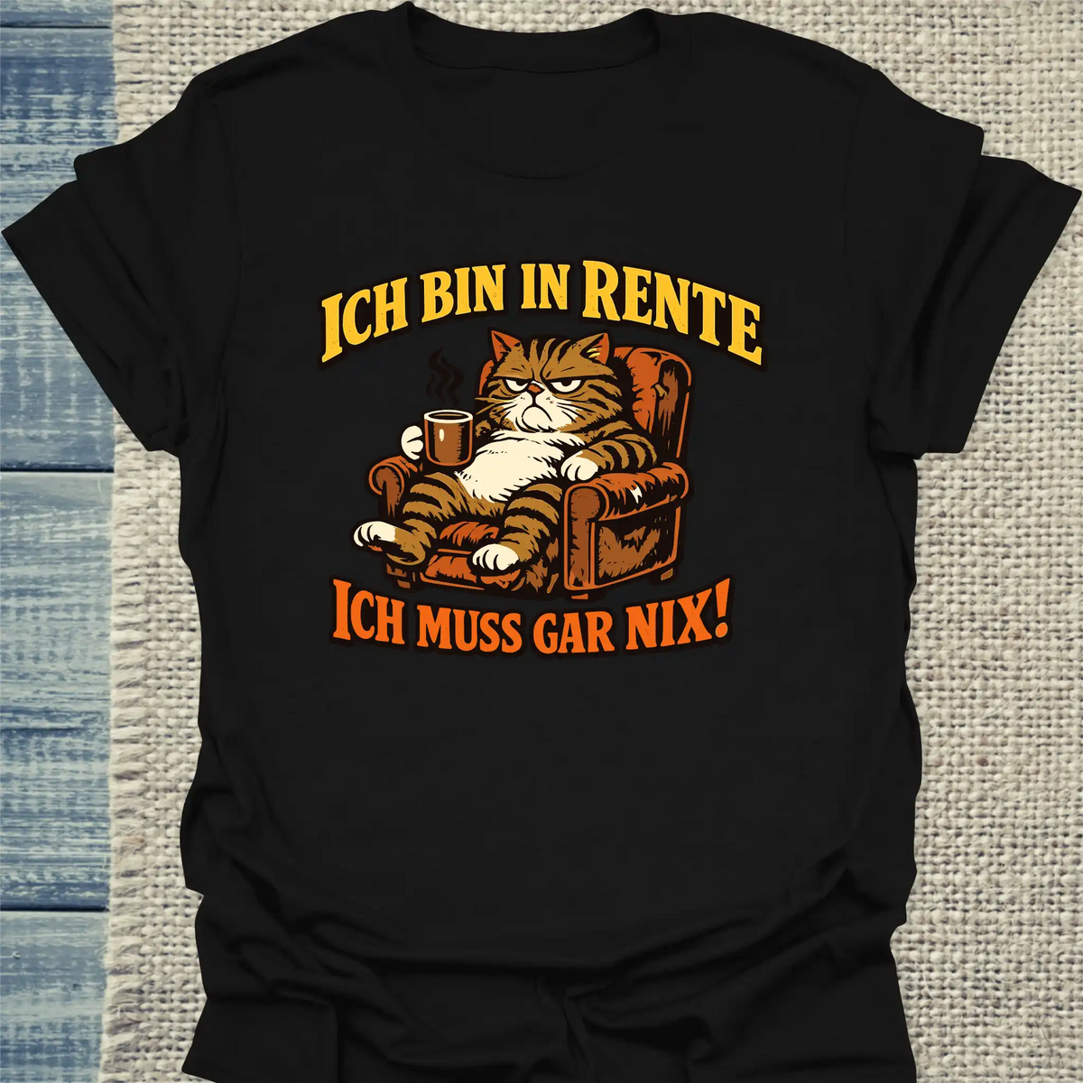 T-Shirt - Bin in Rente - Unisex - Katze Schwarz