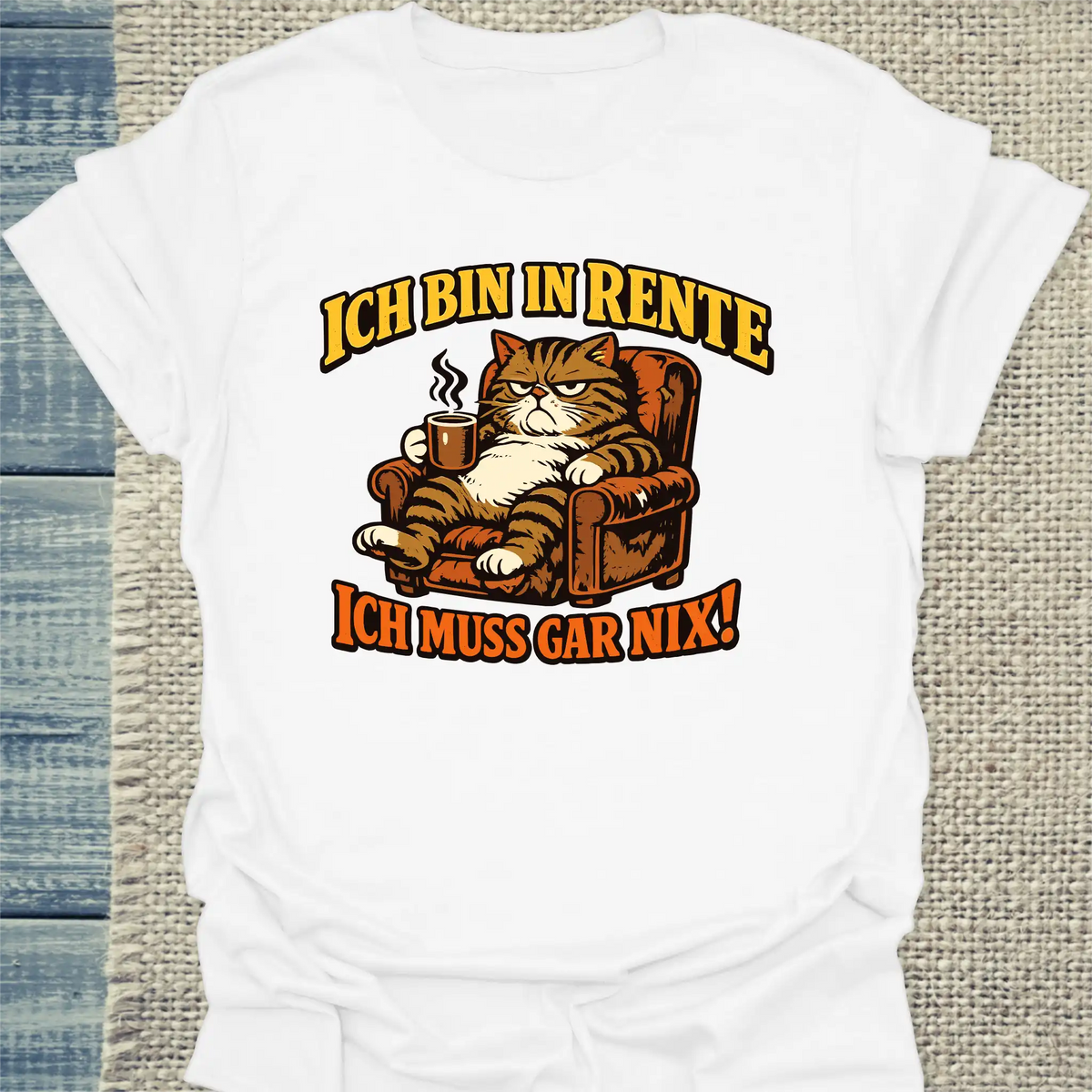 T-Shirt - Bin in Rente - Unisex - Katze Weiß