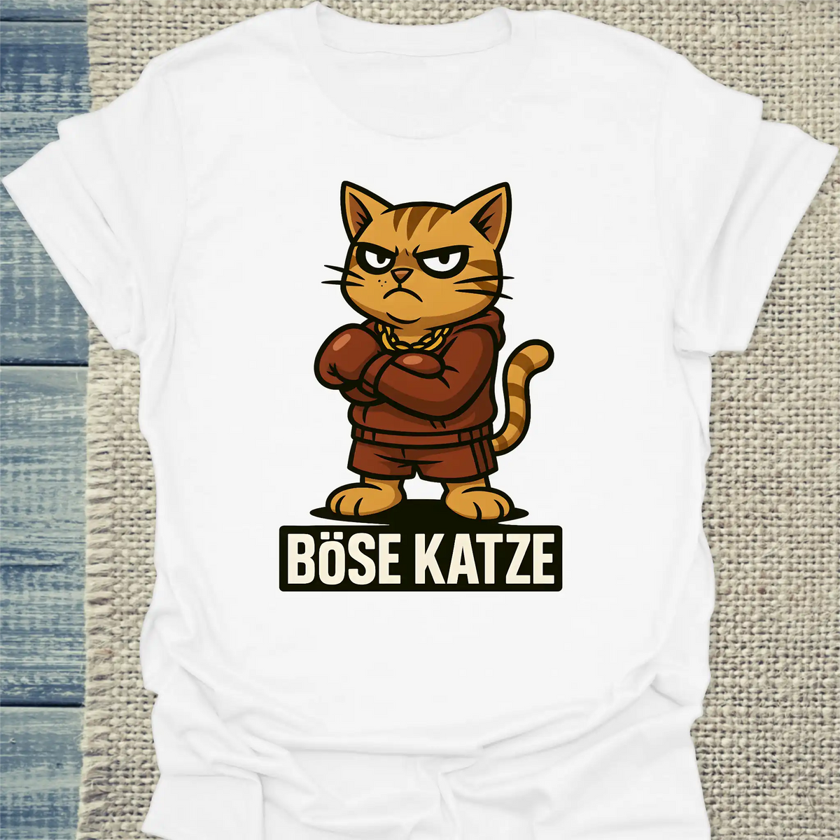 T-Shirt - Böse Katze Boxer - Unisex - Katze Weiß