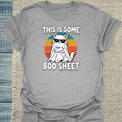 T-Shirt - Boo Sheet - Unisex - Katze, Halloween Grau