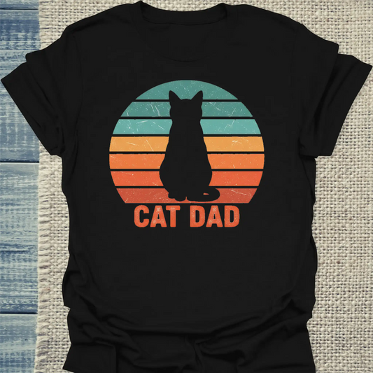 T-Shirt - Cat Dad Retro - Unisex - Katze, Cat Guy Schwarz