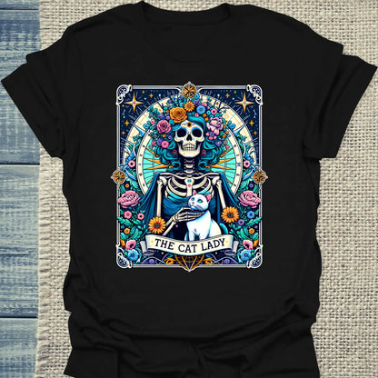 T-Shirt - Cat Lady Tarot - Unisex - Kaffee, Cat Lady Schwarz
