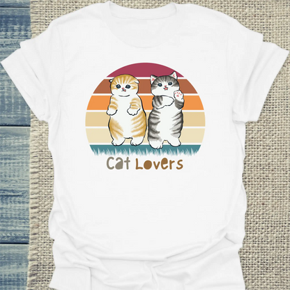 T-Shirt - Cat lovers - Unisex - Katze Weiß