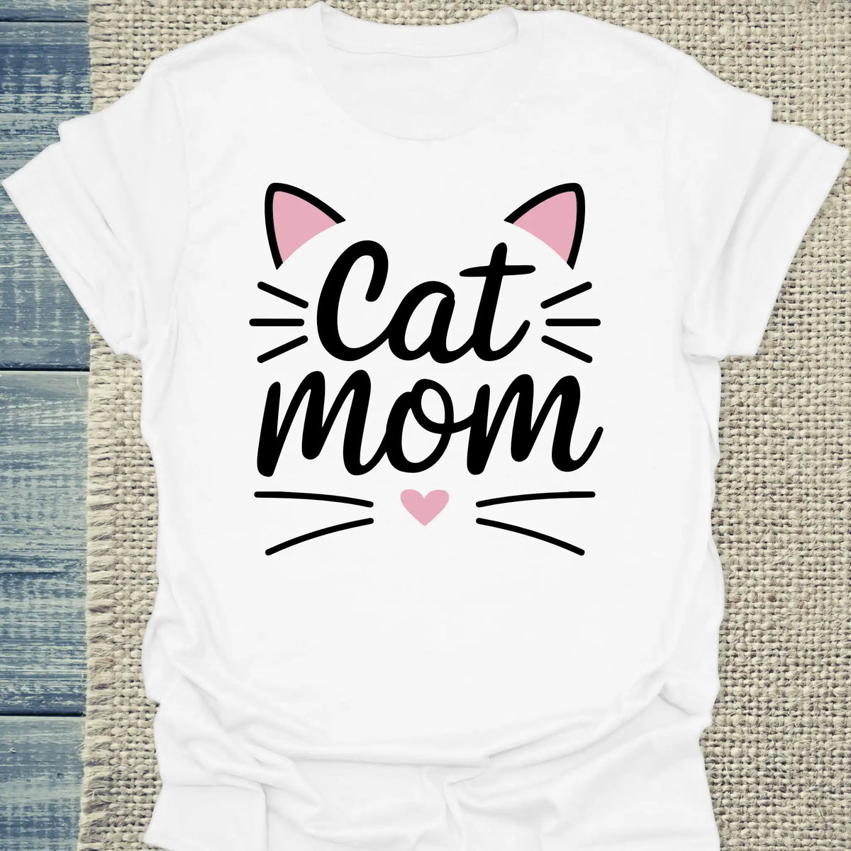 T-Shirt - Cat Mom Pink - Unisex - Kaffee, Cat Lady Weiß