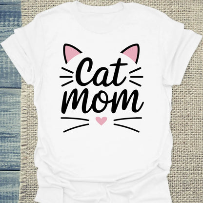 T-Shirt - Cat Mom Pink - Unisex - Kaffee, Cat Lady Weiß