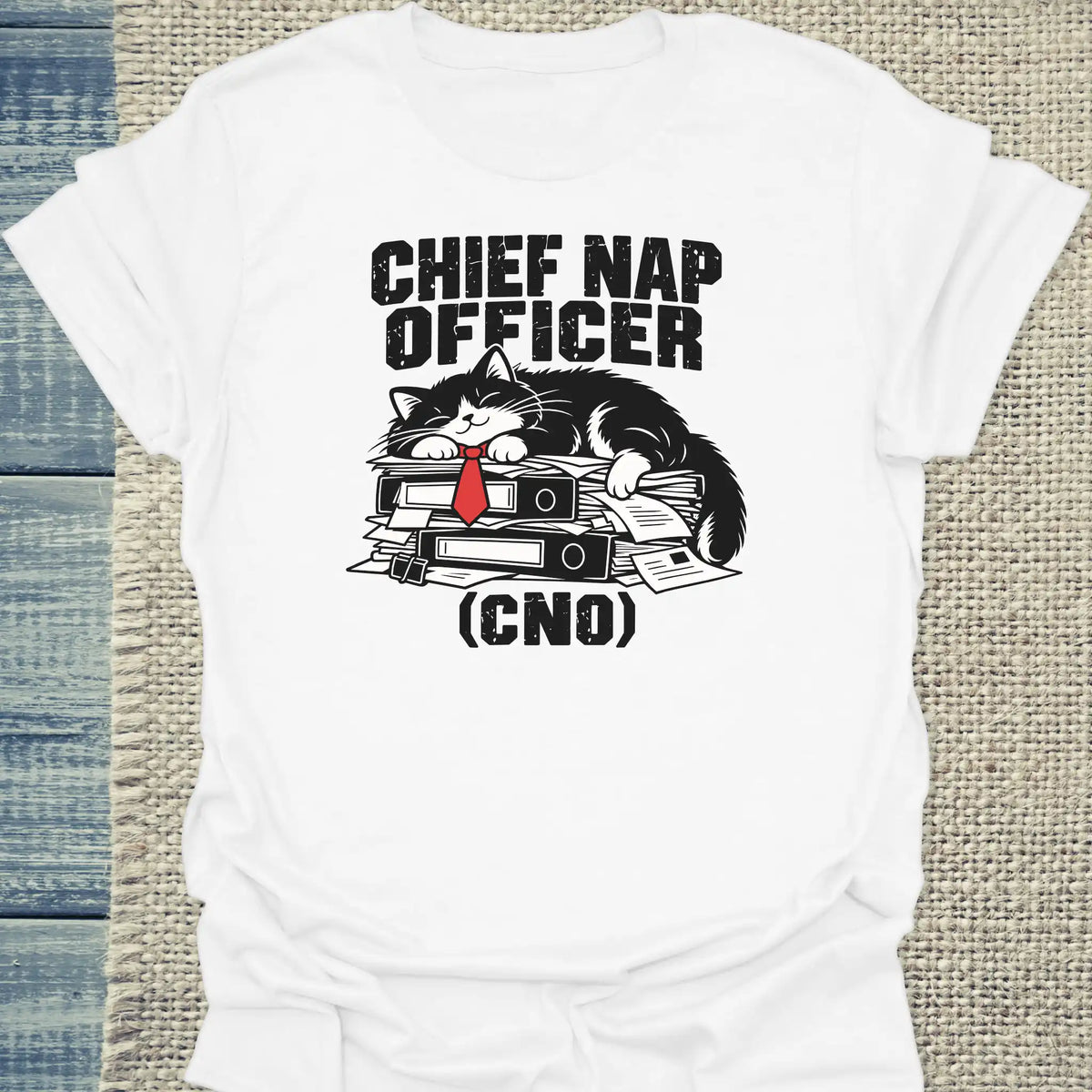 T-Shirt - Chief Nap Officer - Unisex - Katze Weiß