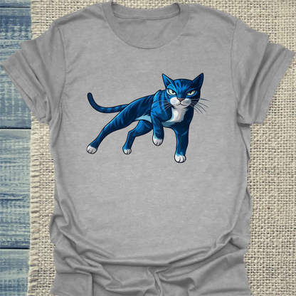 T-Shirt - Cool Blue Cat - Unisex - Katze, Cat Guy Grau
