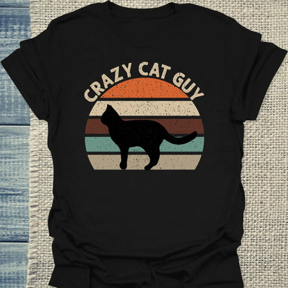 T-Shirt - Crazy Cat Guy - Retro - Unisex - Katze, Cat Guy Schwarz