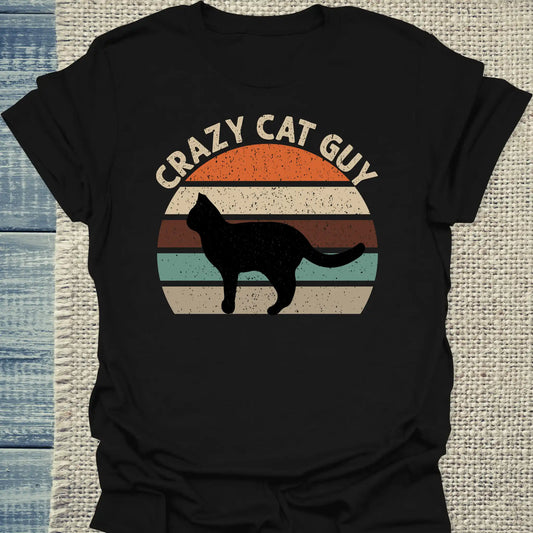 T-Shirt - Crazy Cat Guy - Retro - Unisex - Katze, Cat Guy Schwarz