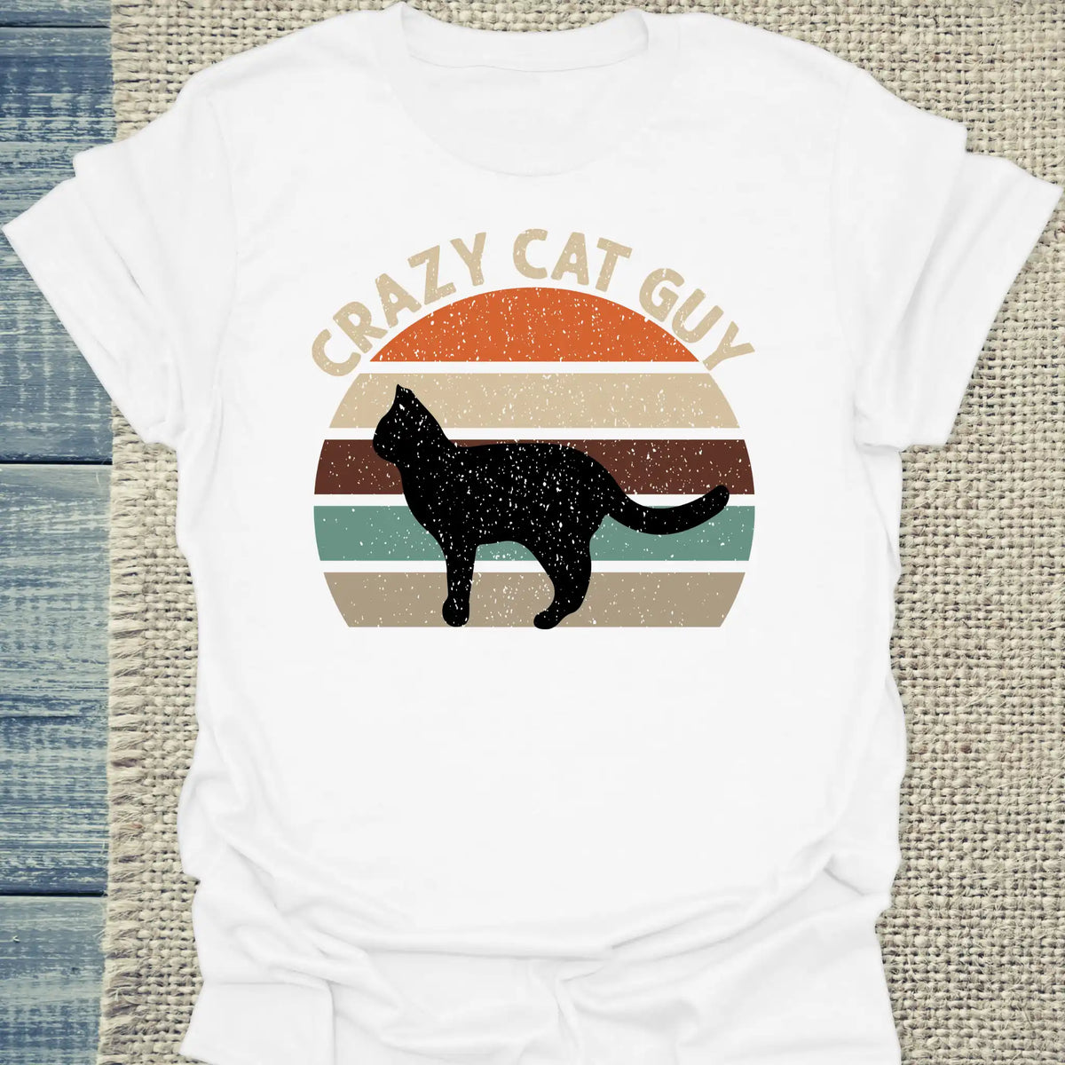 T-Shirt - Crazy Cat Guy - Retro - Unisex - Katze, Cat Guy Weiß