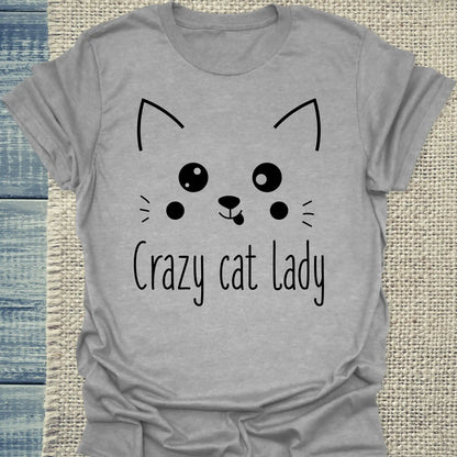 T-Shirt - Cute Crazy Cat Lady - Unisex - Kaffee, Cat Lady, Black Edition Grau