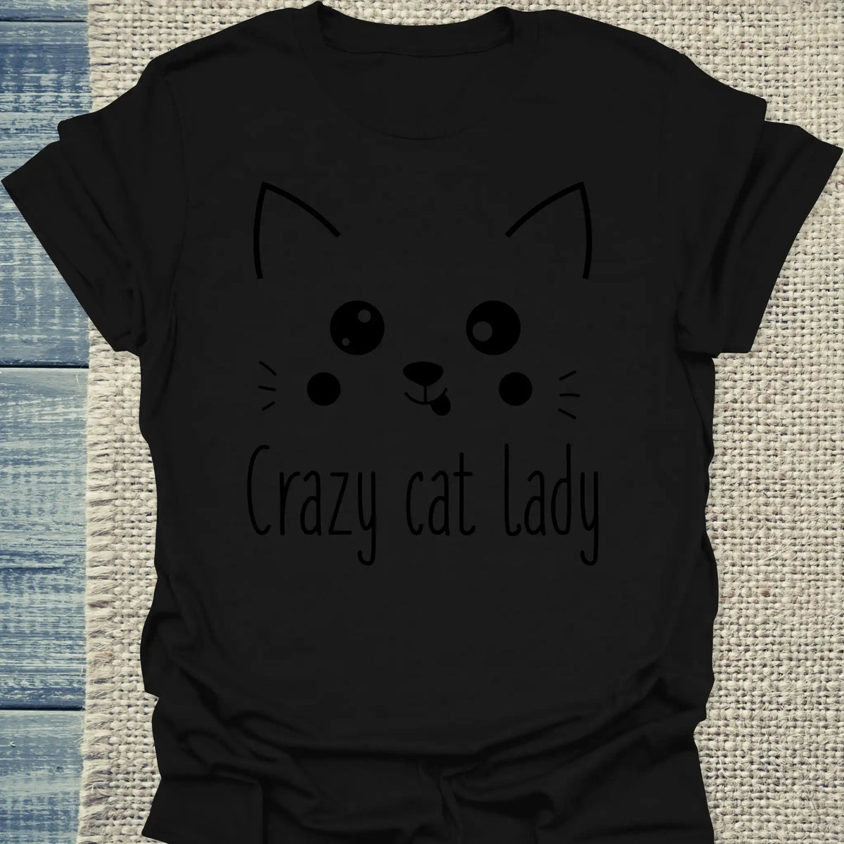 T-Shirt - Cute Crazy Cat Lady - Unisex - Kaffee, Cat Lady, Black Edition Schwarz