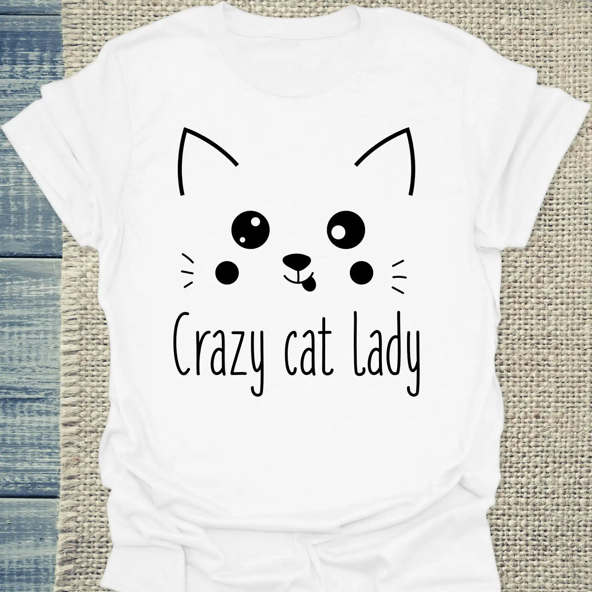 T-Shirt - Cute Crazy Cat Lady - Unisex - Kaffee, Cat Lady, Black Edition Weiß