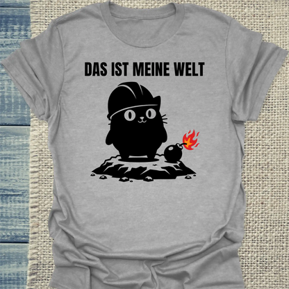 T-Shirt - Das ist meine Welt - Unisex - Katze Grau