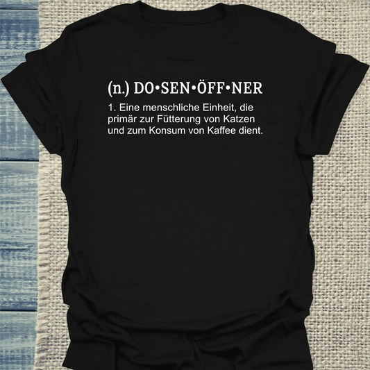 T-Shirt - Dosenöffner - Unisex - Katze & Kaffee Schwarz