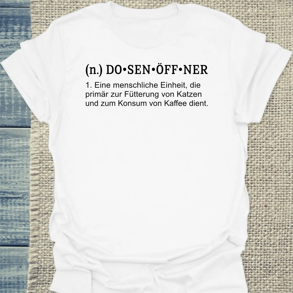 T-Shirt - Dosenöffner - Unisex - Katze & Kaffee Weiß