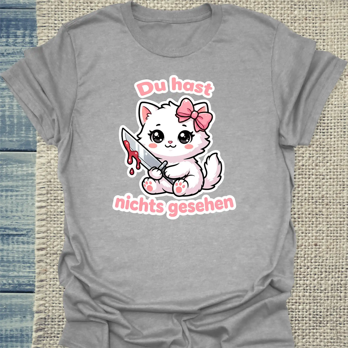 T-Shirt - Du hast nichts gesehen - Unisex - Katze Grau
