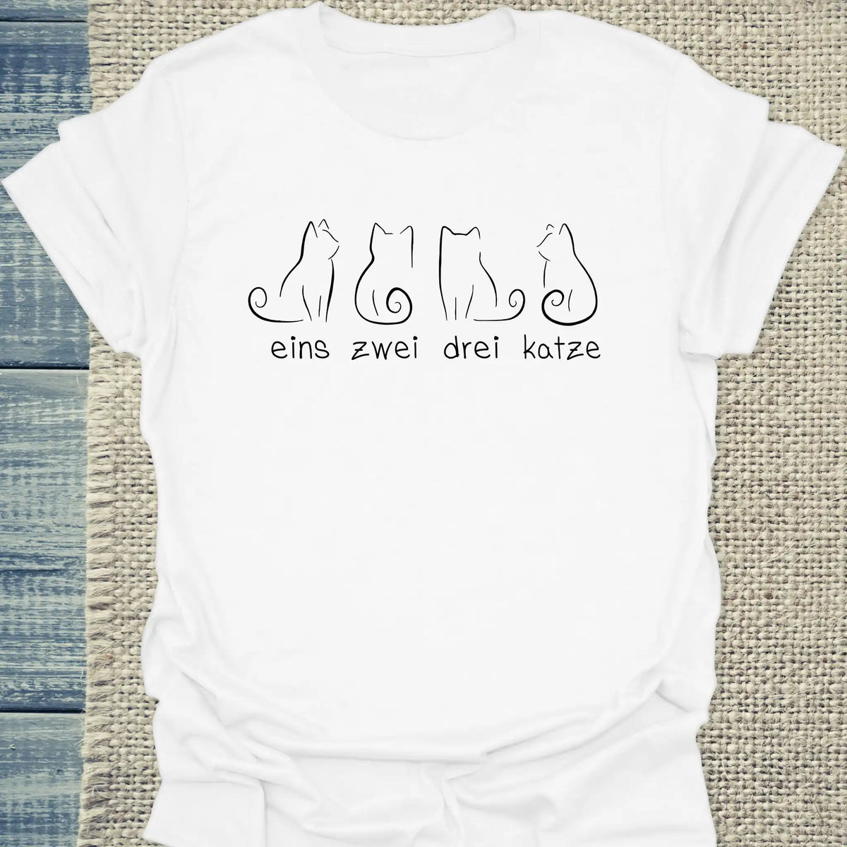 T-Shirt - Eins Zwei Drei Katze - Unisex - Katze Weiß