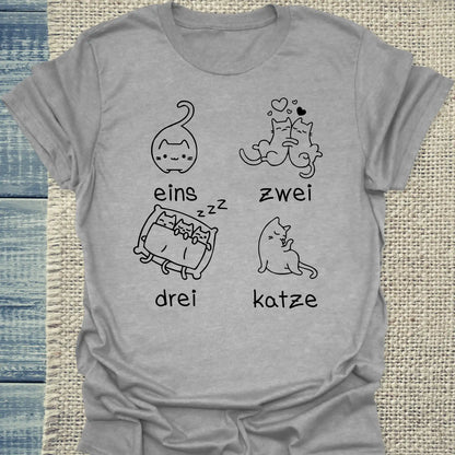 T-Shirt - eins zwei drei katze zzz - Unisex - Katze Grau