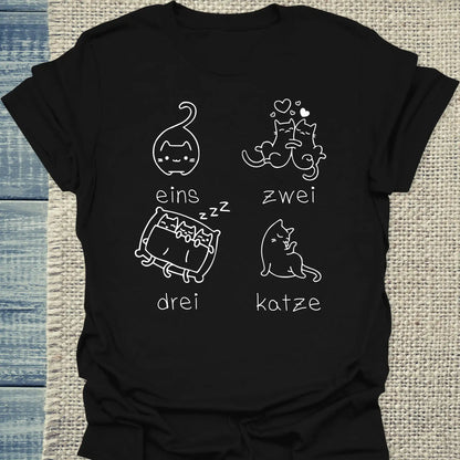 T-Shirt - eins zwei drei katze zzz - Unisex - Katze Schwarz