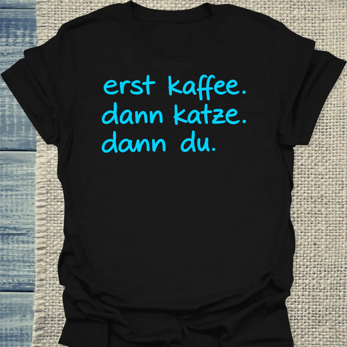 T-Shirt - erst kaffee - Unisex - Katze & Kaffee Schwarz