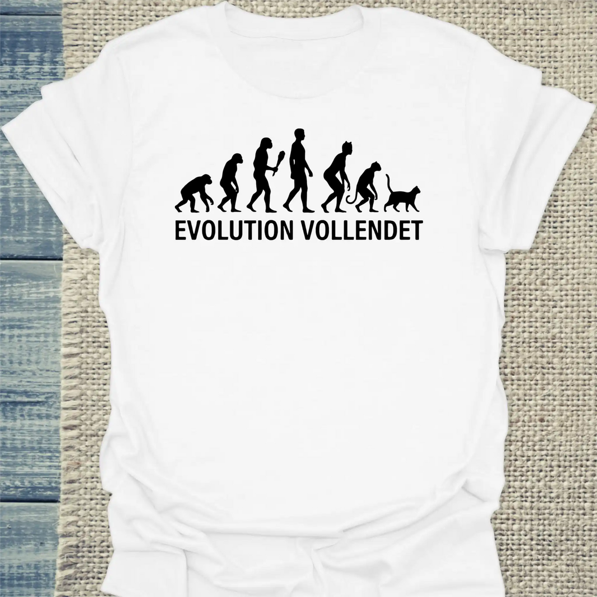 T-Shirt - Evolution - Unisex - Katze Weiß