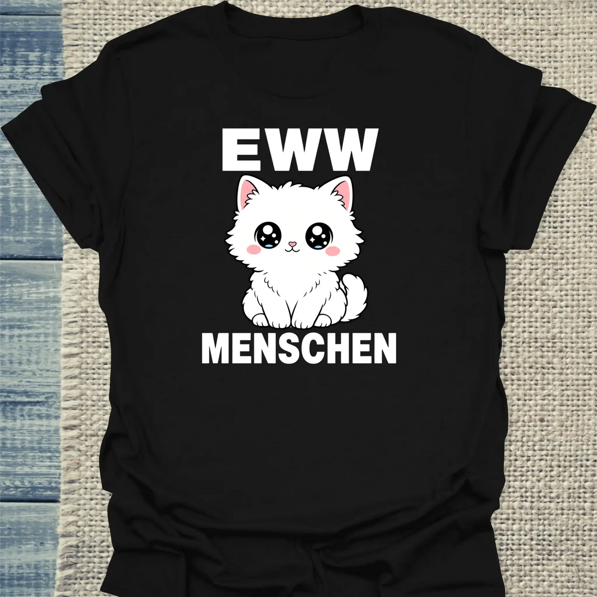 T-Shirt - EWW MENSCHEN - Unisex - Katze & Kaffee Schwarz