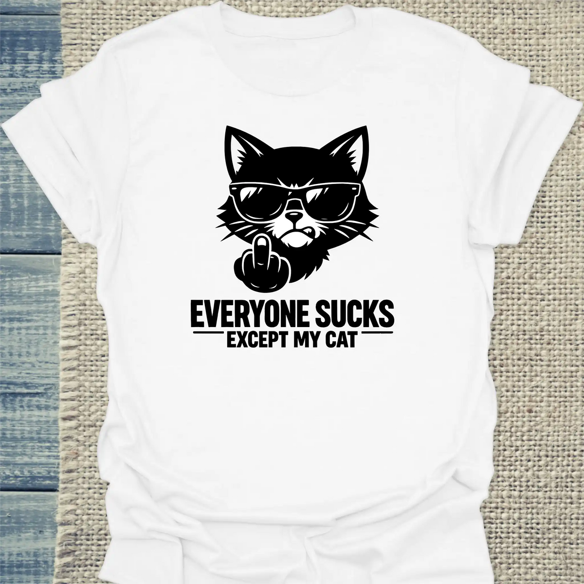 T-Shirt - EXCEPT MY CAT - Unisex - Katze Weiß