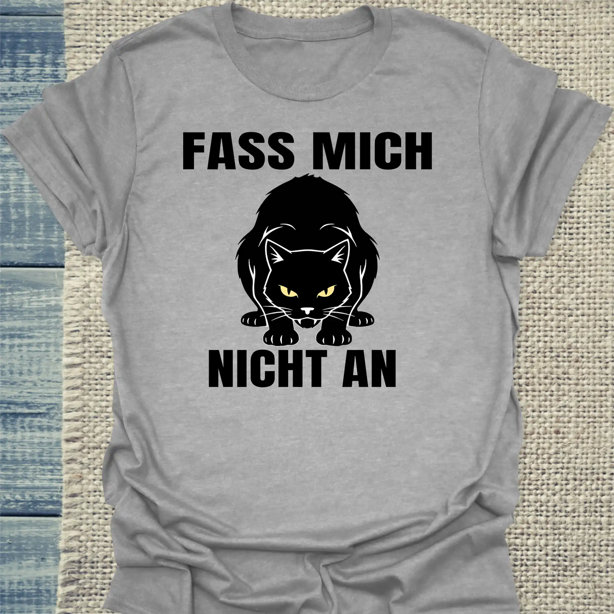 T-Shirt - Fass mich nicht an - Unisex - Katze Grau