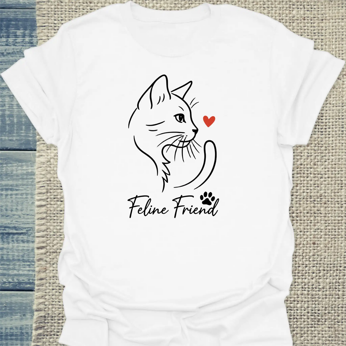 T-Shirt - Feline Friend - Unisex - Katze Weiß