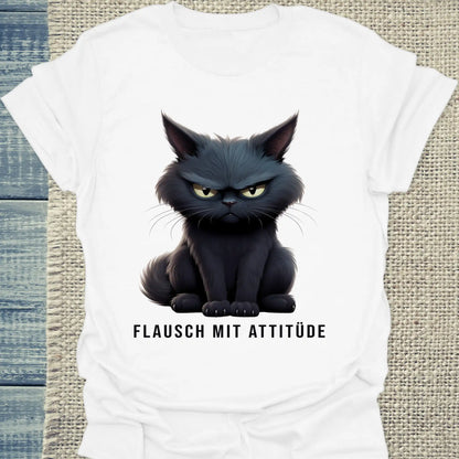 T-Shirt - Flausch mit Attitüde - Unisex - Katze Weiß