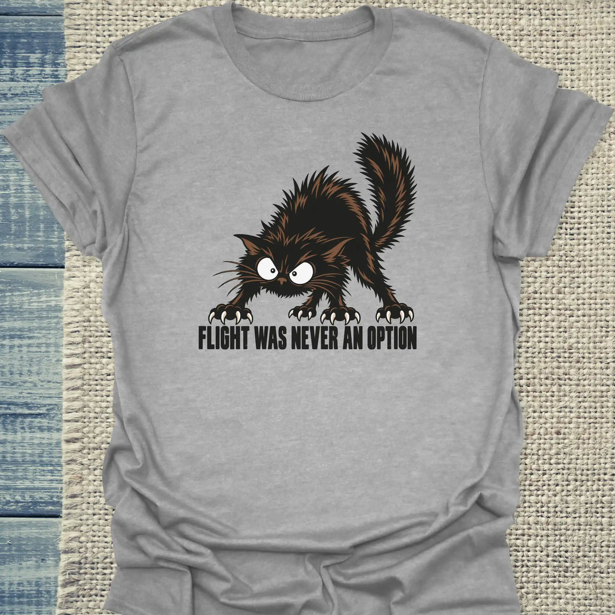 T-Shirt - Flight was never an option - Unisex - Katze Grau