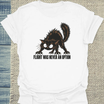 T-Shirt - Flight was never an option - Unisex - Katze Weiß