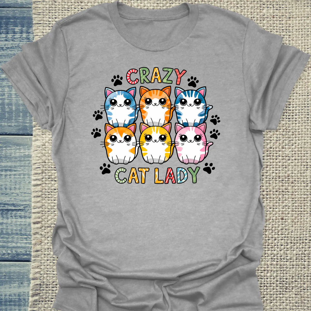 T-Shirt - Für die Crazy Cat Lady - Unisex - Kaffee, Cat Lady Grau