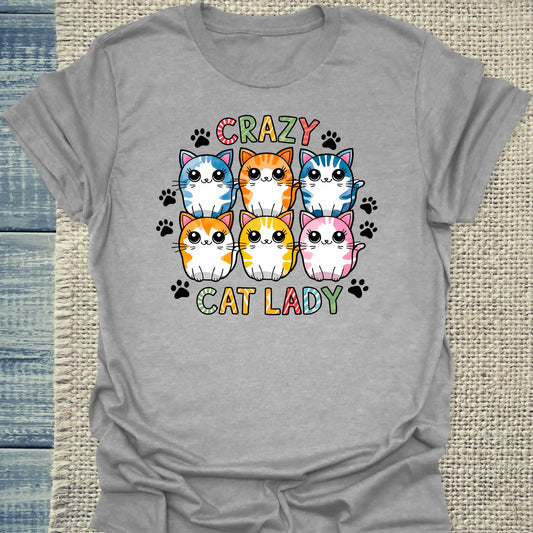 T-Shirt - Für die Crazy Cat Lady - Unisex - Kaffee, Cat Lady Grau