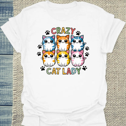 T-Shirt - Für die Crazy Cat Lady - Unisex - Kaffee, Cat Lady Weiß