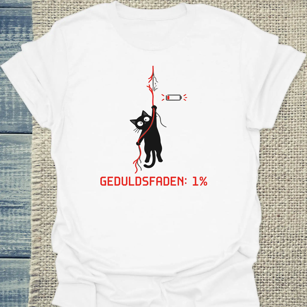 T-Shirt - Geduldsfaden: 1% - Unisex - Katze Weiß