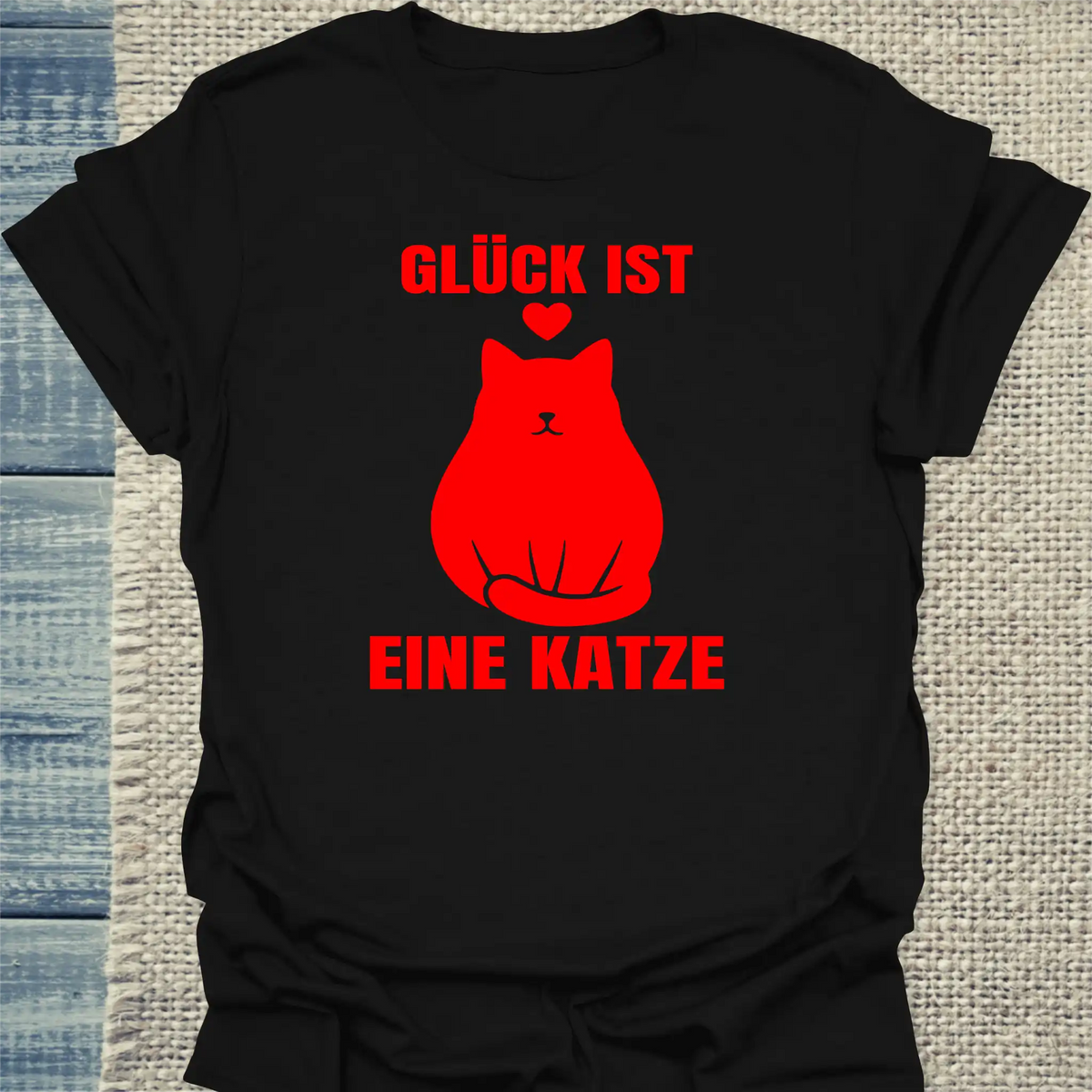 T-Shirt - Glück ist - Unisex - Katze Schwarz