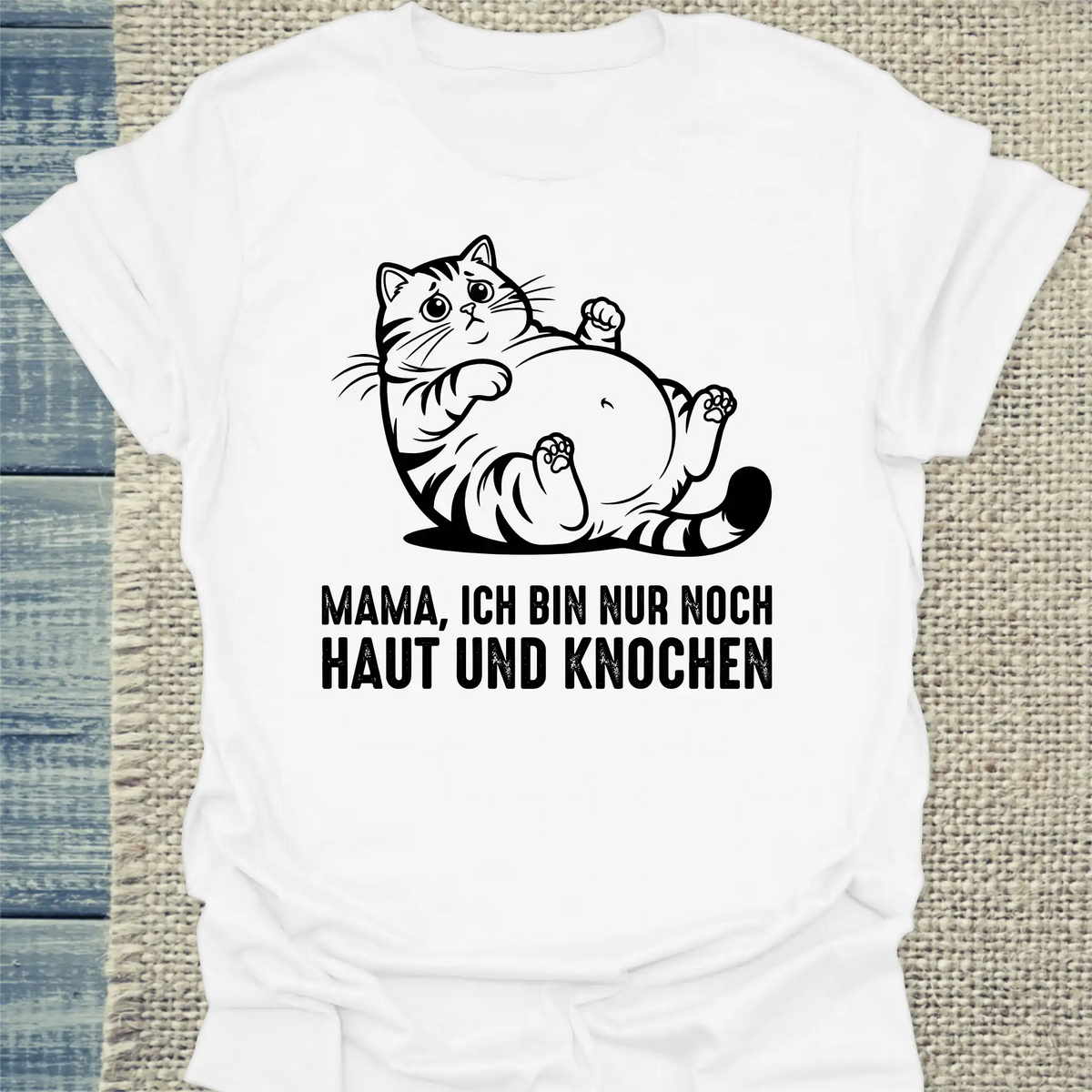 T-Shirt - Haut und Knochen - Unisex - Katze Weiß