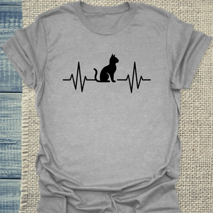 T-Shirt - Herzschlag für Katzen - Unisex - Katze Grau