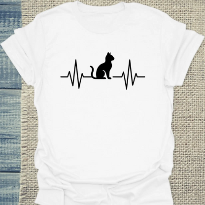 T-Shirt - Herzschlag für Katzen - Unisex - Katze Weiß